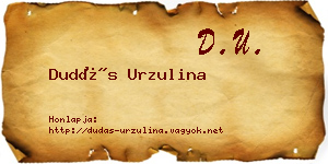 Dudás Urzulina névjegykártya